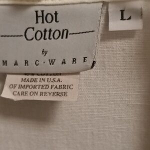 FINAL PRICE Hot Cotton linen/cotton blend s/s blouse w side slits Lg